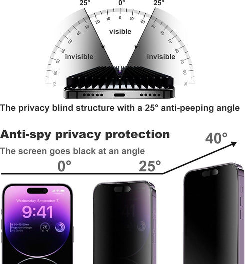 Matte Privacy Screen Protector for iPhone 14ProMax and iPhone 15Plus Screen Protector Anti-Glare, Anti-Spy Tempered Glass Film, Smooth and Responsive Touch Anti-Scratch Glass