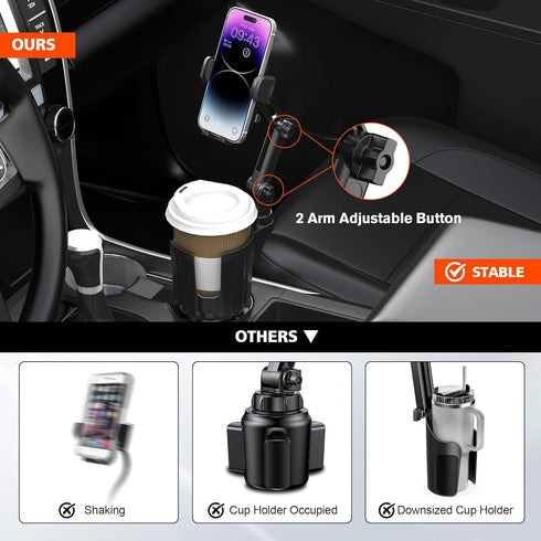 2 1 360 4-7 Newlest in Phone Mount for Car Cup Holder with Adjustable Base, Holders for Car Cupholder, No Shaking