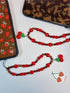 Drawwind Phone Charm Strap, Handmade Beaded Phone Lanyard Wrist Strap for Women Girls (Sweet Cherries)