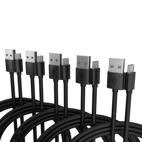 Micro USB Cable 5-Pack, Fast Charging Data Transfer Android USB Cord, Compatible with Kindle Fire HD, Galaxy S6, Note 5