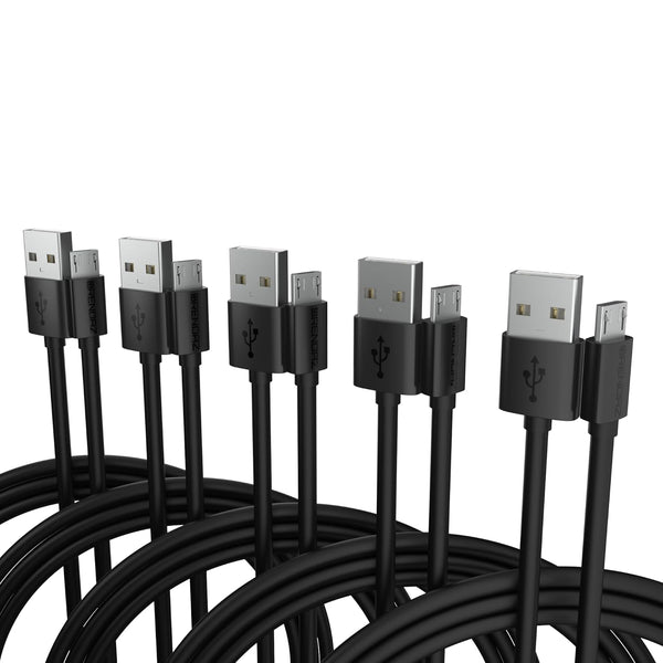 Micro USB Cable 5-Pack, Fast Charging Data Transfer Android USB Cord, Compatible with Kindle Fire HD, Galaxy S6, Note 5