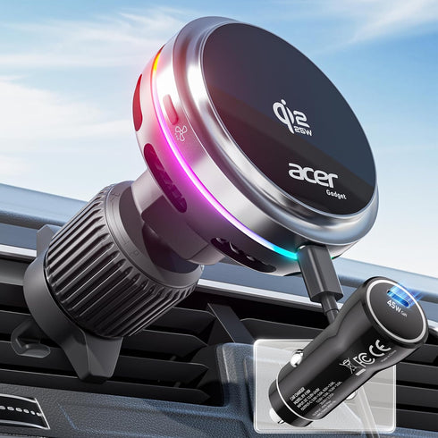 acer Gadget Qi2.2 25W for MagSafe Car Mount Charger,Wireless Car Charger with Cooling