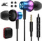 Magnetic Wired Earbuds with 3.5mm Jack, Stereo Sound, Microphone for iPhone, iPad, Samsung A15, A14, A13, Moto G Play.