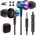 Magnetic Wired Earbuds with 3.5mm Jack, Stereo Sound, Microphone for iPhone, iPad, Samsung A15, A14, A13, Moto G Play.