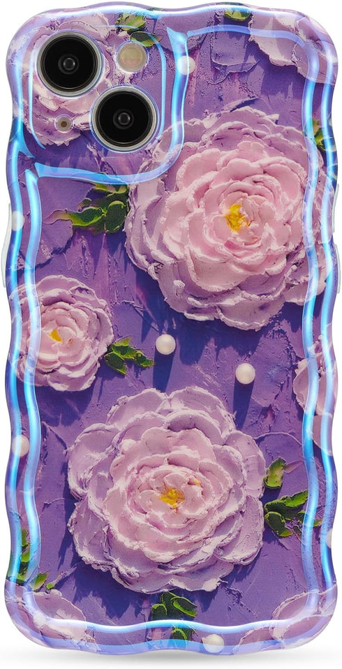 XIZYO iPhone 13 Case - Colorful Retro Oil Painting Flower Cute Floral Aesthetic Protective Cover