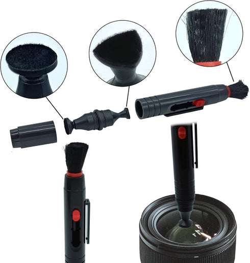 Lens Cleaning Kit, 2 Pcs Rubber Rocket Air Blower, Cleaning Pen, Blower Brush for Lens, Camera, SLR, Phone