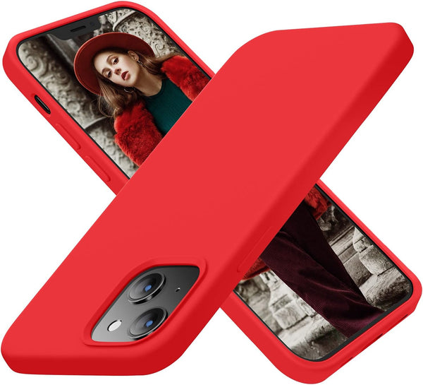 Cordking Silicone Ultra Slim Shockproof Protective Phone Case for iPhone 13/14, 6.1 inch, Red with Soft Anti-Scratch