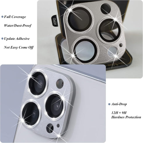 2 Pack Camera Lens Protector for iPhone 13 Pro/Max, Aluminum Alloy Metal & 9H Tempered Glass