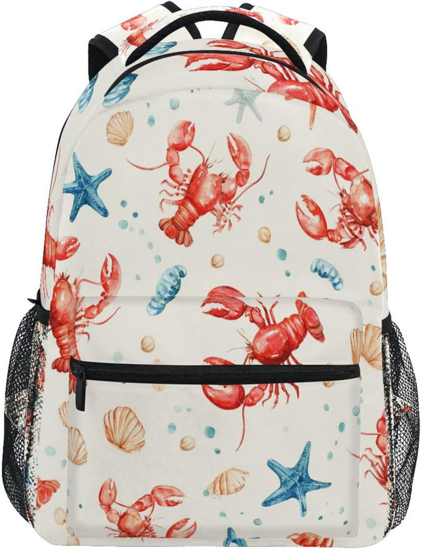 Krafig Watercolor Cute Lobsters Boys Girls Kids School Backpacks Bookbag, School Bag Travel