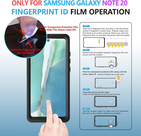Lanhiem Galaxy Note 20 Case, Built-in Screen Protector, Waterproof Dustproof Heavy Duty Cover (Black/Clear)