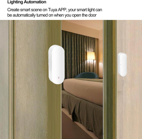 WiFi Door Sensor, Tuya Smart Wireless Window Sensor, Real-time Alarm, Compatible with Alexa Google Assistant