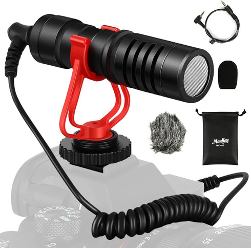 Moukey MCM-1 Video Microphone - Camera Microphone with Shock Mount for Vlogging Kit
