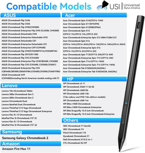 Amazon Stylus Pen for Fire Max 11 (2023 Release), Fire HD 10 (13th Gen, 2023 Release), Chromebook USI 2.0 Stylus