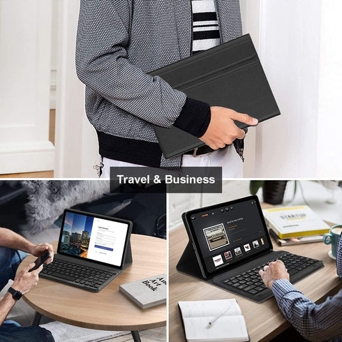 Keyboard Case for T-Mobile Revvl Tab 5G 10.36 Inch Tablet 2023, Slim PU Stand Cover with Bluetooth Keyboard