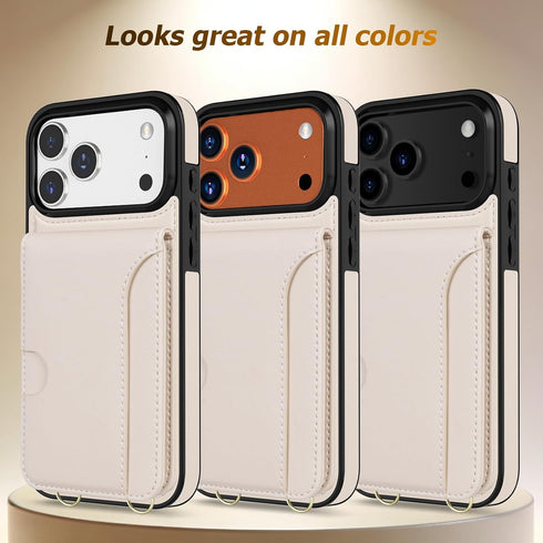 LOHASIC 17 4 1 for iPhone Pro Wallet Case with Strap, Detachable Crossbody Lanyard & Wrist Strap, RFID Blocking Card