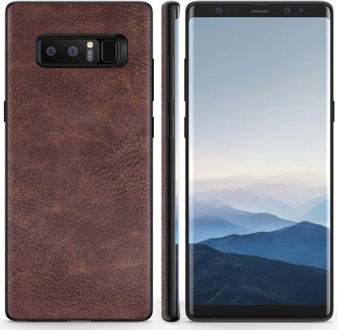Salawat Slim PU Leather Case for Galaxy Note 8, Vintage Shockproof Lightweight Soft TPU Bumper Protective Cover (Dark