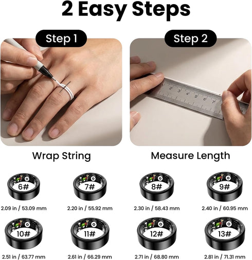 TIAZUUX Tracker-IP68 Smart Ring for Women&Men-Activity/Sleep/Heart Rate/HRV/Stress/Women's Health
