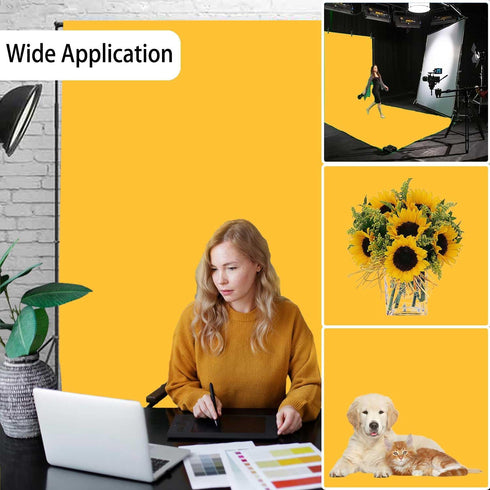 TERSUM 5x7ft Yellow Photo Backdrop, Photo Booth Portrait Photography Backdrops, Studio Yellow Backdrop for Photoshoot
