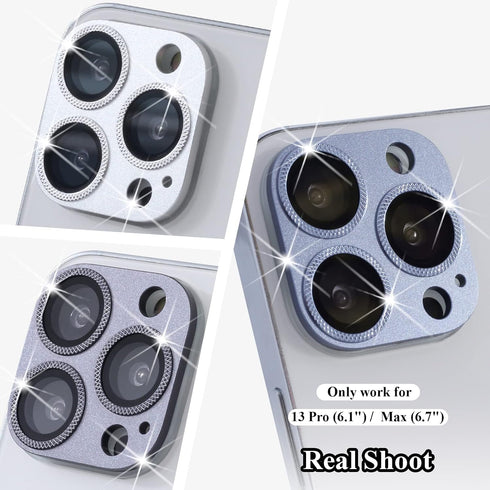 2 Pack Camera Lens Protector for iPhone 13 Pro/Max, Aluminum Alloy Metal & 9H Tempered Glass