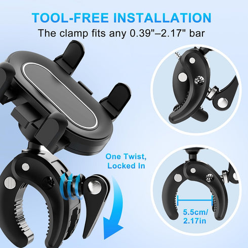 EVEMANT 360 Stroller Phone Holder, Universal Handlebar Phone Mount with Rotation for Golf Cart, Shopping Cart, Spin