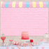HQM 7X5ft Pink Brick Wall Ice Cream Parlor Photography Background Fabric Princess Girl Kids Baby Girl Birthday Party