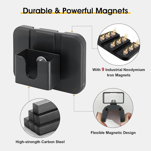MagitcSee Handset, 1 Pack No-Drill Universal Magnetic CB Radio Mic Holder, Flexible Mount with No-Scratch Rubber Magnet