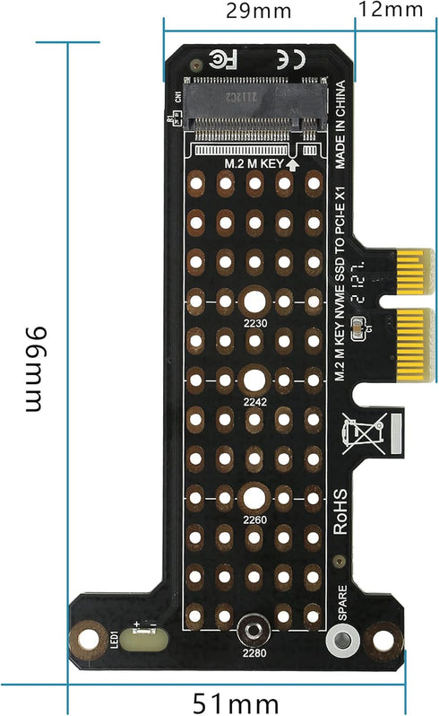 GELRHONR M.2 NVME SSD to PCIe X1 Host Controller Expansion Card, Supports 2280, 2260, 2242, 2230 Solid State Drives