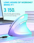 Lekvey Ergonomic Vertical Wireless Mouse, Rechargeable 2.4 GHz Optical Carpal Tunnel Mouse, 800/1200/1600 DPI, Green