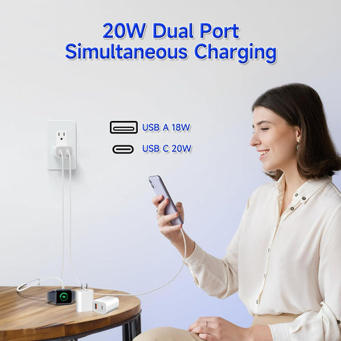 USB C Charger Block, Fast Charging Block, Compatible for Charger for Watch Se, 20W USB C Wall Charger Block Cube Brick Plug Adpater Box Compatible Watch Series 9 8 7 se, iPhone 15 14 Pro