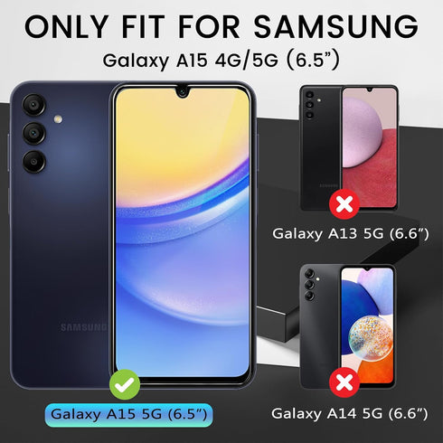 4 Pack Screen Protector for Samsung Galaxy A15 5G with 4 Pack Camera Lens Protector, Full Coverage Tempered Glass Film Anti-Fingerprint Case Friendly Bubble Free