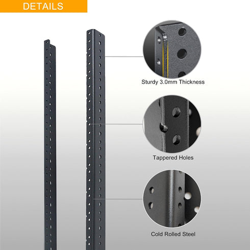 RIVECO 2 8U 3.0 mm PCS Rack Rails, Tapered Holes Rack Mount Rails for Recording & Network Wooden Cabinet Mounting