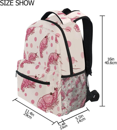 Krafig Backpacks Backpack Daypack Cartoon Retro Shrimps Dots Boys Girls Kids School Bookbag, School Bag Travel