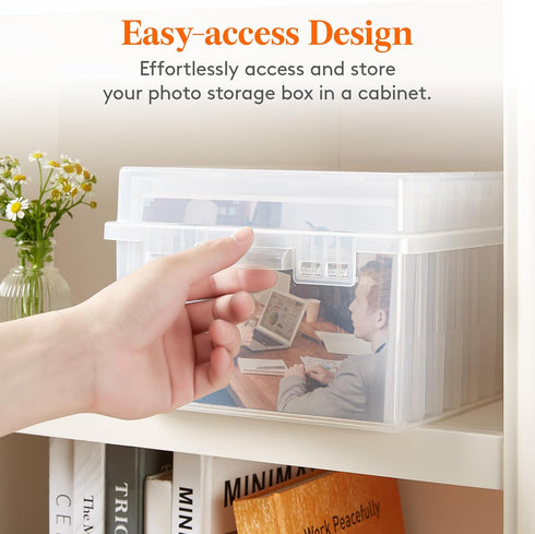 Lifewit Photo Storage Box 5x7, Clear Photo Boxes for Cards, Pictures, Stamps, with Label Sticker
