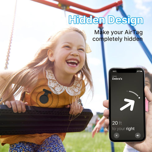 Waterproof Airtag Holder for Kids (2 Pack), Air Tag Case with Pin Hidden, Kids Airtag Clip GPS Tracker Safe Cover Compatible with Apple Airtag, Suitable for Toddler, Elder, Clothing (Black/Light Blue)