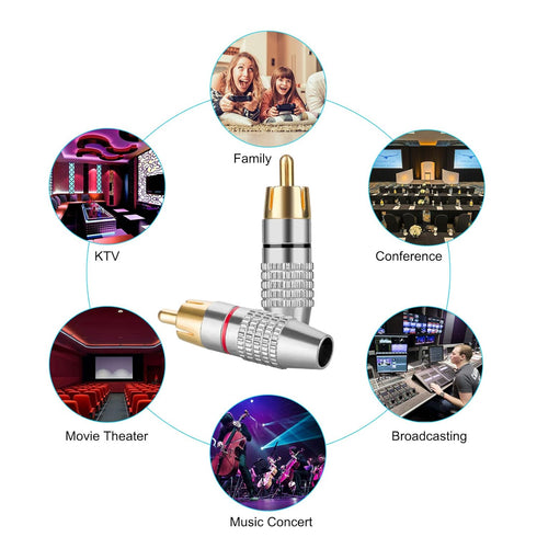 EEEKit 20Pack RCA Male Plug Solder, Gold Audio Video Adapter Connector for Home Theater Audio Video Receiver