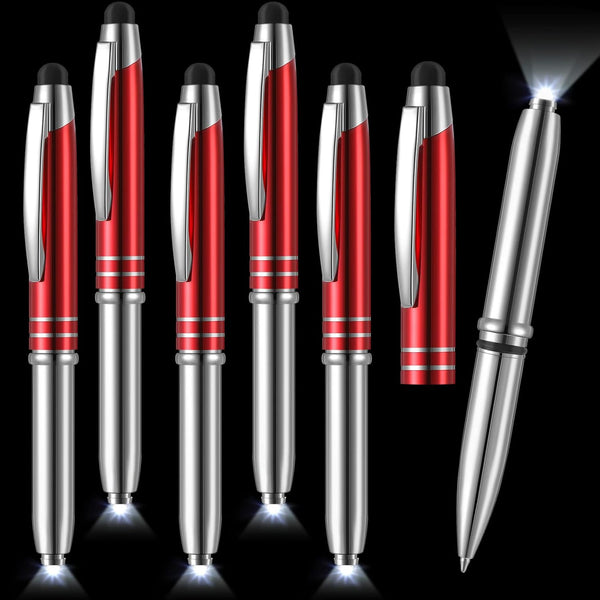 5 Pieces Stylus Pen for Touchscreen Devices, Multi-Function Capacitive Pen with LED Flashlight, 3 in 1 Metallic Pens