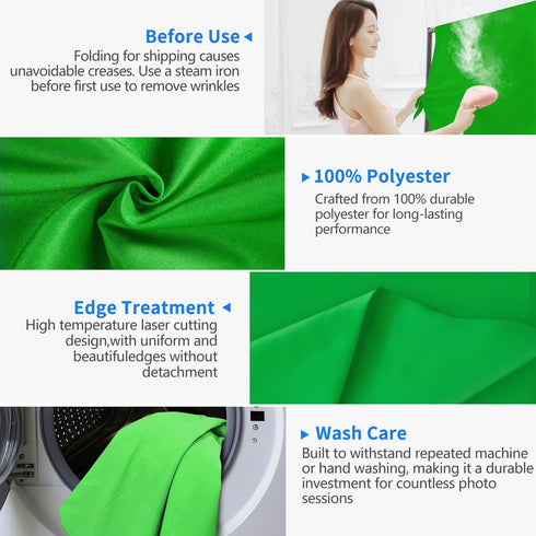 HEMMOTOP 5x7 Green Screen Backdrop, ft Photography Chroma Key Greenscreen Background Sheet for Background Removal, Zoom