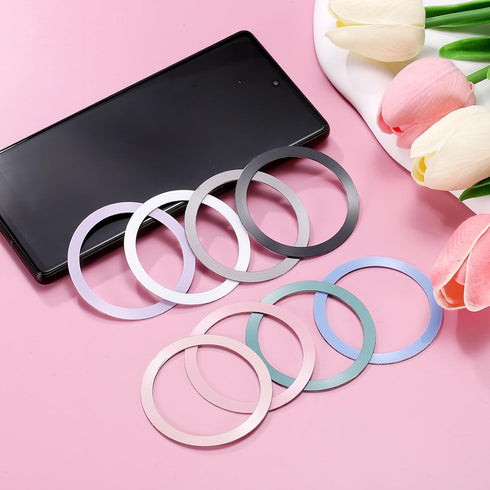 uxcell 4 Pcs Magnetic Adapter Ring, Universal Magnetic Wireless Charger Conversion Kit Adhesive Sticker Ring for Phone