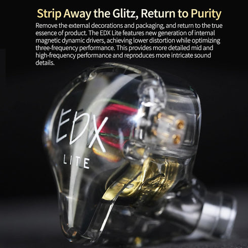 KZ EDX Lite in-ear Headphones, HiFi Earphones with Detachable Cable, Audiphiles ‘in-ear Monitor (Transparent)