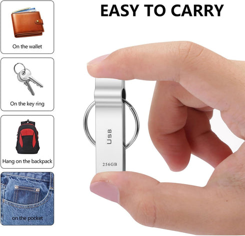 230GB Waterproof USB Flash Drive, High Speed Memory Stick with Keychain Design for Laptop and Tablet