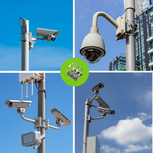 Universal Wall Mounting Bracket with 3 Loops - Stainless Steel Vertical Pole Mount Adapter for CCTV Security Camera