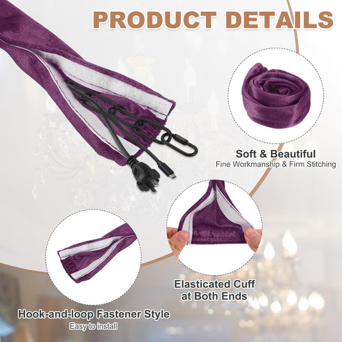 2ft PATIKIL Chandelier Chain Cord Cover, Velvet Cloth Fabric Chain Sleeve Decorative Cord Covers for Chandelier Wires