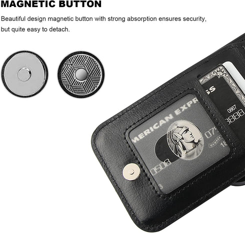 KIHUWEY 13 6.1 Inch for iPhone Case Wallet Compatible with MagSafe Wireless Charging, Credit Card Holder, RFID Flip