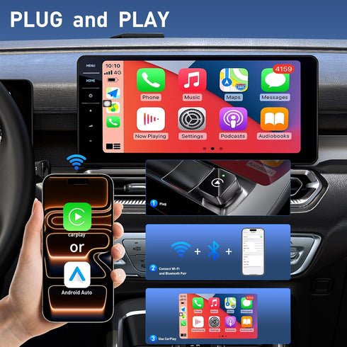 iGENJUN 2026 Wireless CarPlay Adapter Upgrade Mini Design, USB/USB-C Plug & Play Converts CarPlay to Wireless - Easy
