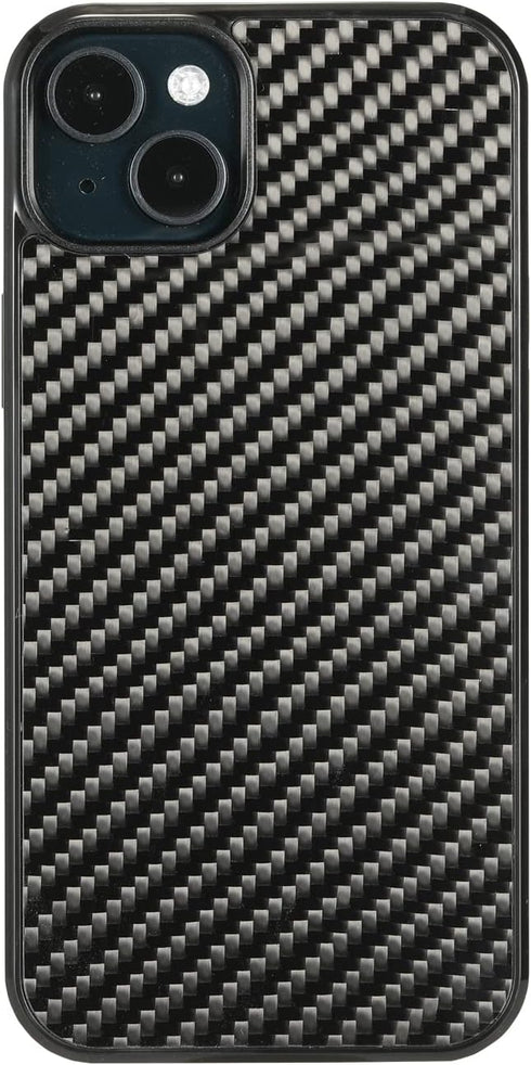 molzar Grip Series Case for iPhone 14 Plus, Real Weave Carbon Fiber, Built-in Metal Plate, Wireless Charging