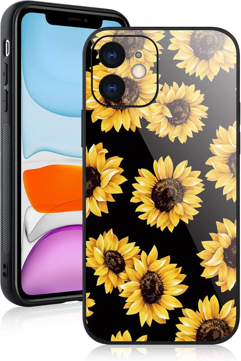 ZIYE Compatible with iPhone 11 Case Sunflower with Camera Lens Protective Cover for Women, Hard PC Back Anti Slip Grip