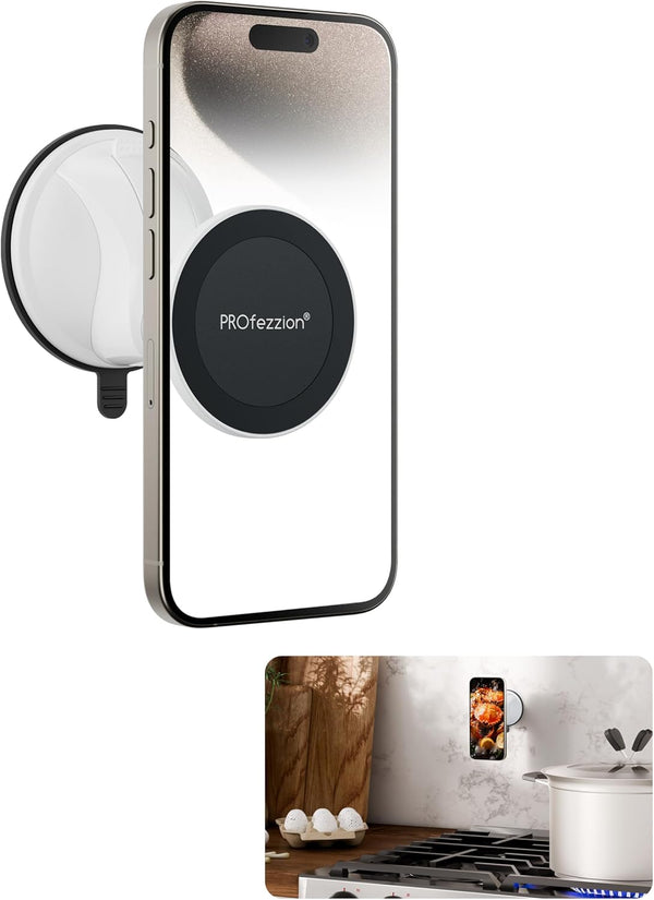 PROfezzion Multi-Surface Suction Mount for MagSafe iPhone 15 14 13 12 & All Phones, Detachable Hands-Free Phone Holder
