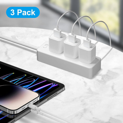 iPhone Charger - 3 Pack USB Wall Charger Cube Block Adapter with 6Ft Fast Charging Cable Compatible with iPhone