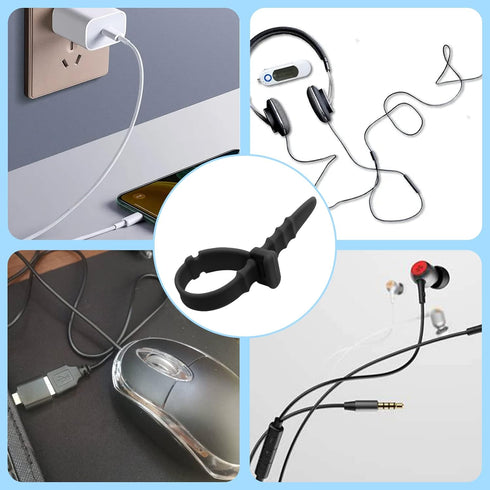 30 Pieces Silicone Zip Ties, 4.5 Inch Reusable Rubber Cable Ties for Charging Cables, USB C, Lightning Cable, Earphone