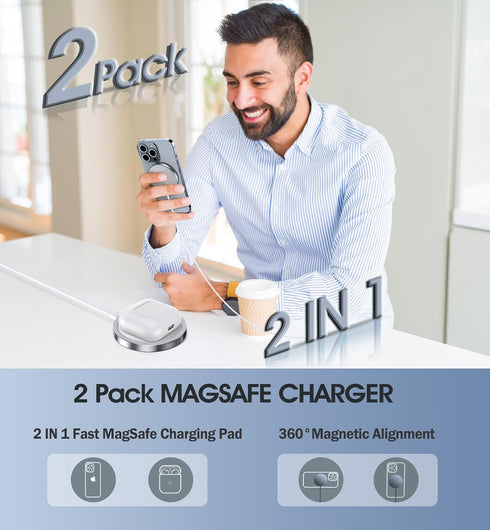 2 Pack Magnetic Wireless Charger for iPhone 15/15 Pro/15 Plus/15 Pro Max 15W Fast Magnetic Charger for iPhone